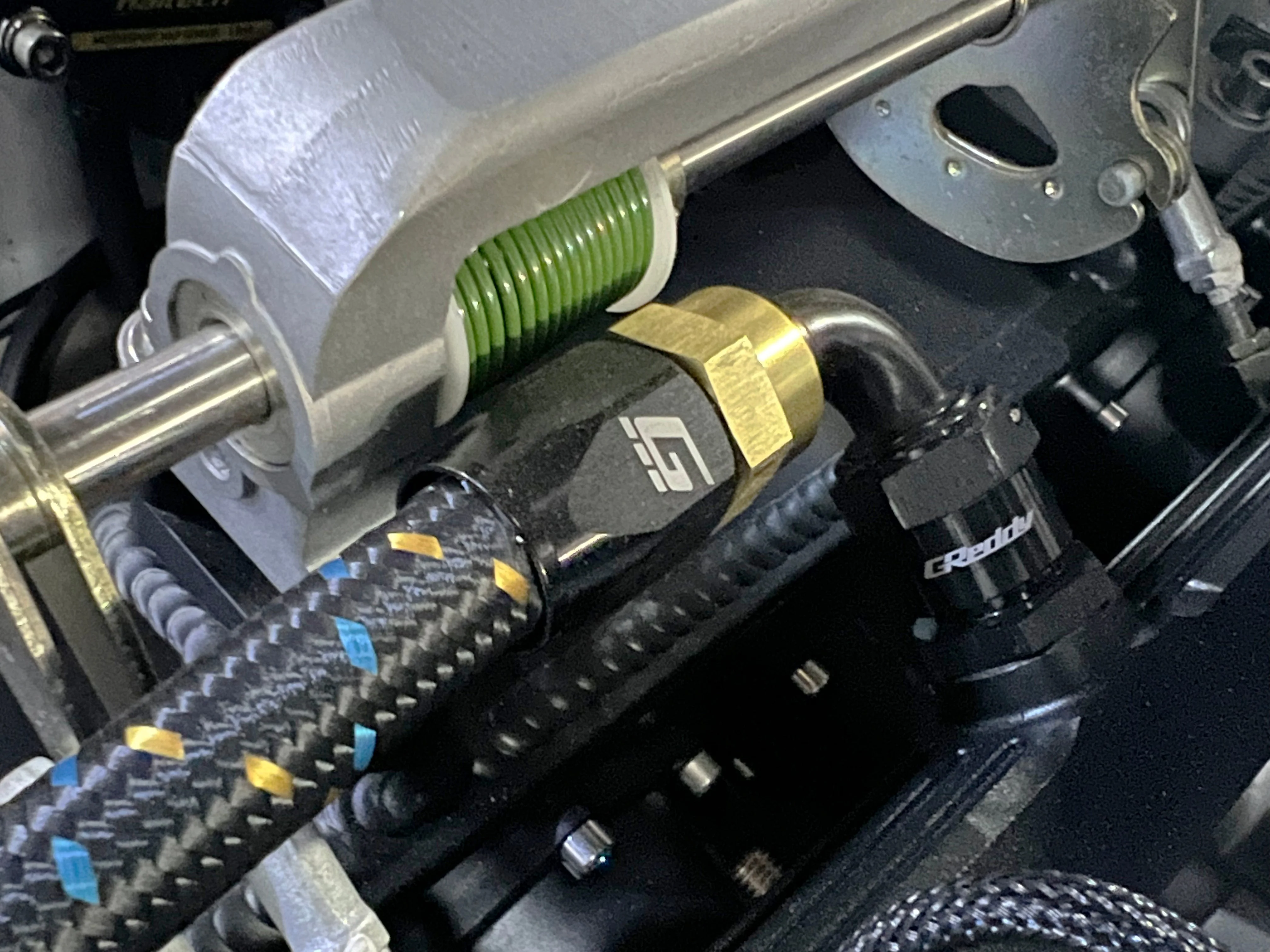 GReddy -4 Nylon Braided Hose (per/ft) - Black / Gold / Blue - Image 5