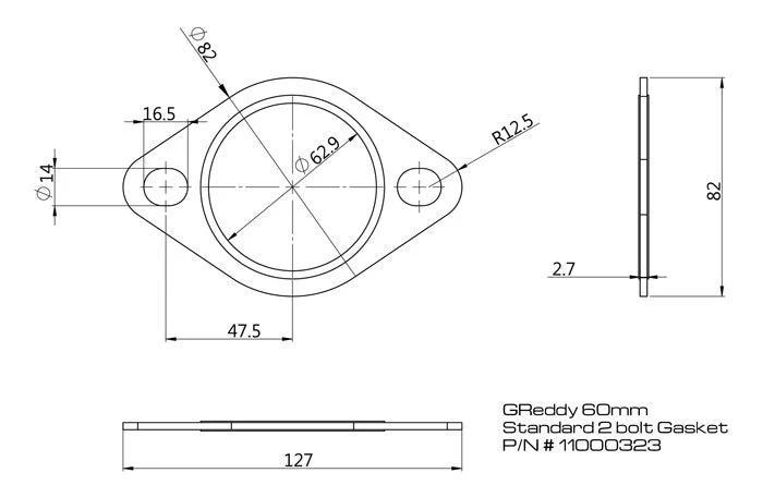60MM/ 2.5" EXHAUST SYSTEM GASKET - (11000323) - Image 2