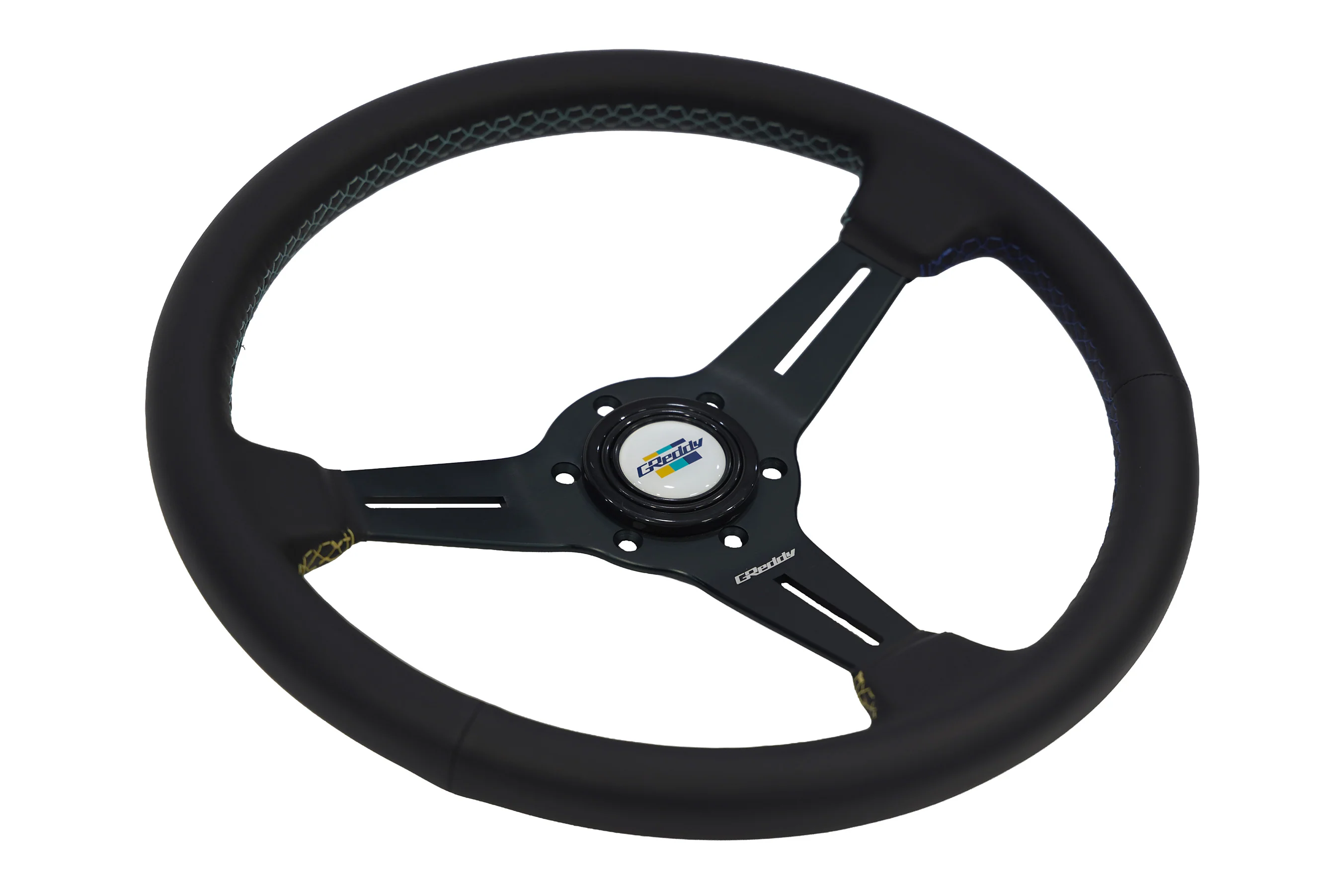GReddy 3 Color Stitch Steering Wheel - Leather - Image 2