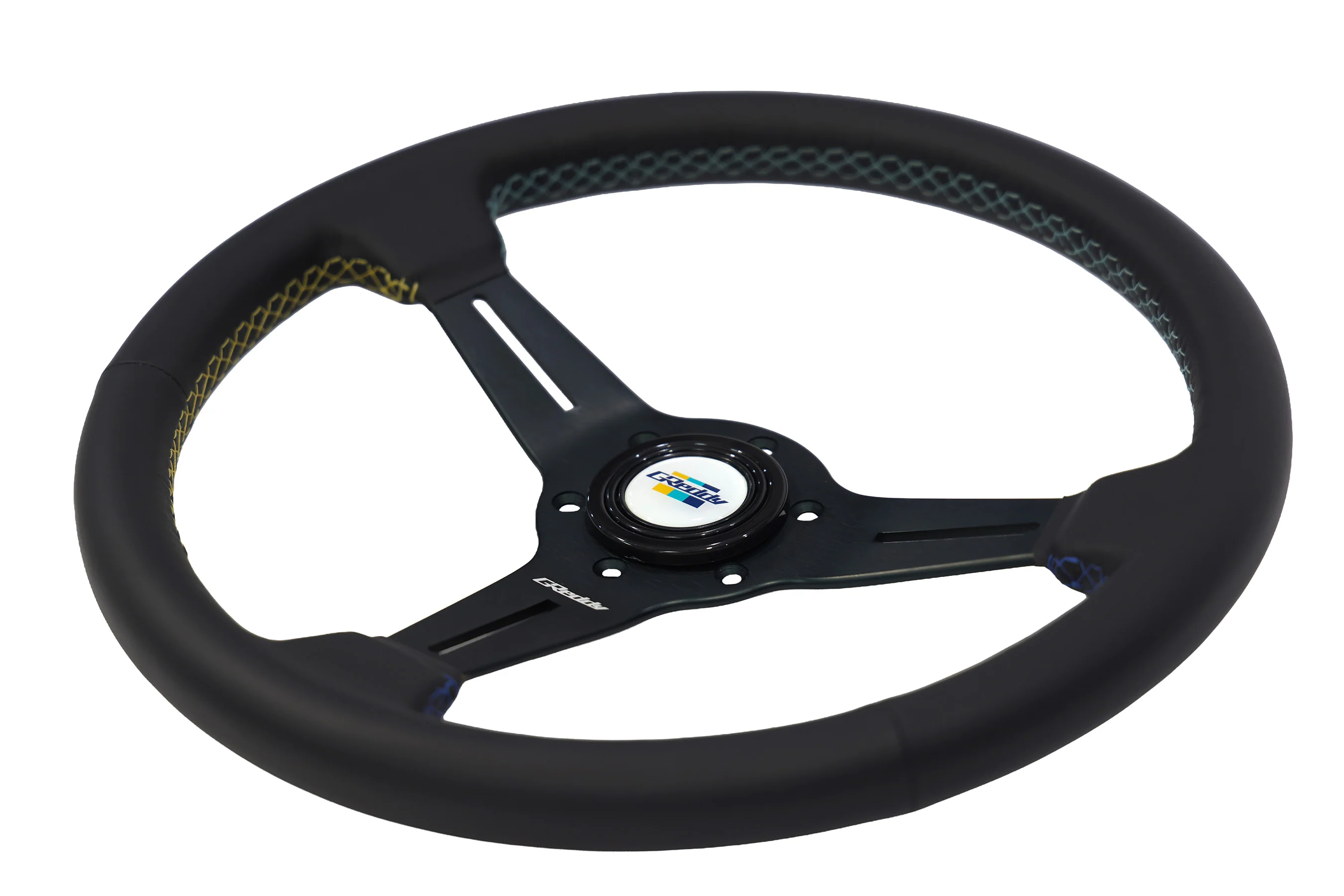 GReddy 3 Color Stitch Steering Wheel - Leather - Image 3